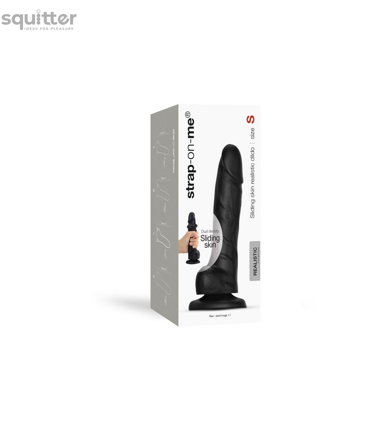 Реалістичний фалоімітатор Strap-On-Me Sliding Skin Realistic Dildo Black - S, ефект рухливої шкіри SO6252 фото