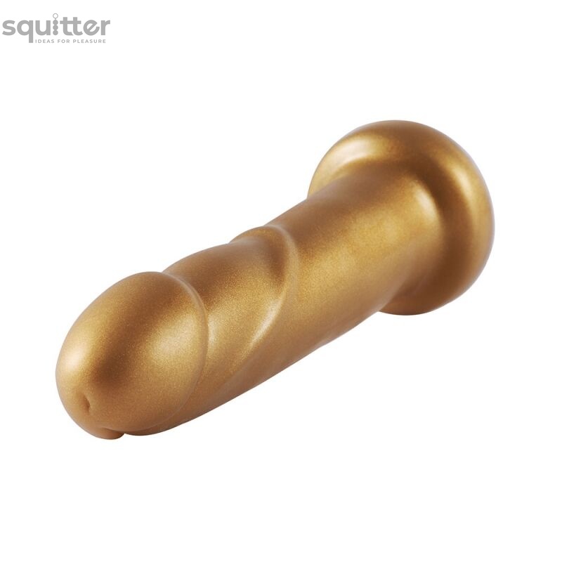 Золотий фалоімітатор Hismith 6.8″ Golden Silicone Dildo, система KlicLok SO6202 фото