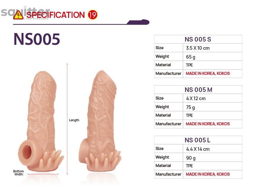Насадка на член Kokos Nude Sleeve NS 005 M SX1479 - онлайн-сексшоп Сквітер