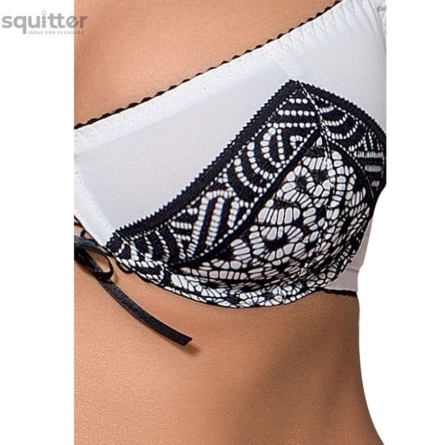 Распродажа!!! Комплект белья SUELO SET white XXL/XXXL &mdash; Passion: лиф, стринги, пояс для чулок PS23411 - онлайн-сексшоп Сквитер