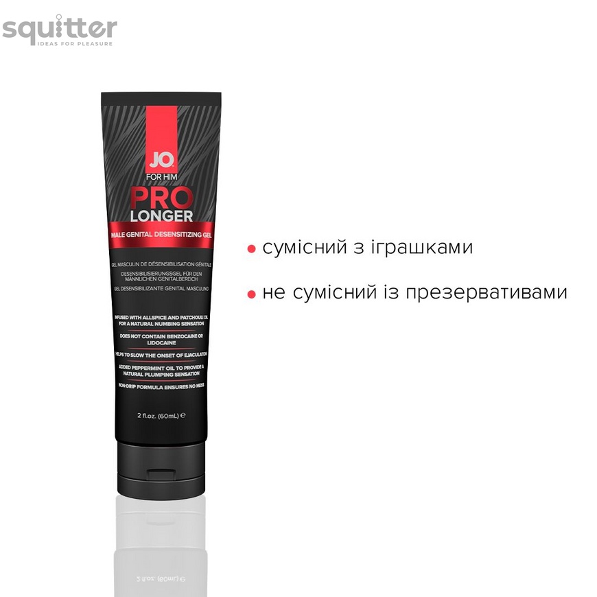 Пролонгер гель System JO Prolonger Gel (60 мл) с маслом перечной мяты, гвоздичного перца и пачули SO1834 фото