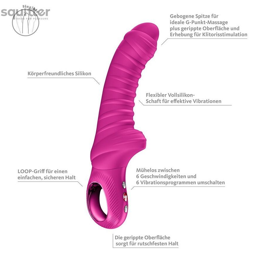 Вібратор для точки G Fun Factory TIGER Magenta, ребристий, підходить для анальної стимуляції SX4306 - онлайн-сексшоп Сквітер