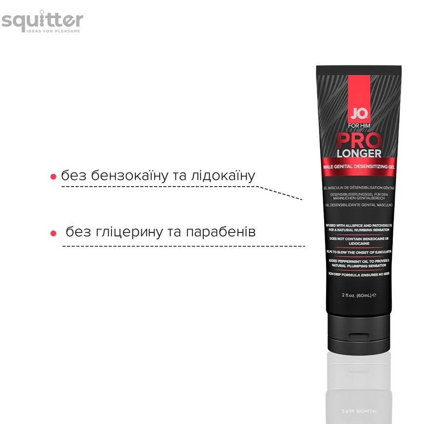 Пролонгер гель System JO Prolonger Gel (60 мл) с маслом перечной мяты, гвоздичного перца и пачули SO1834 фото