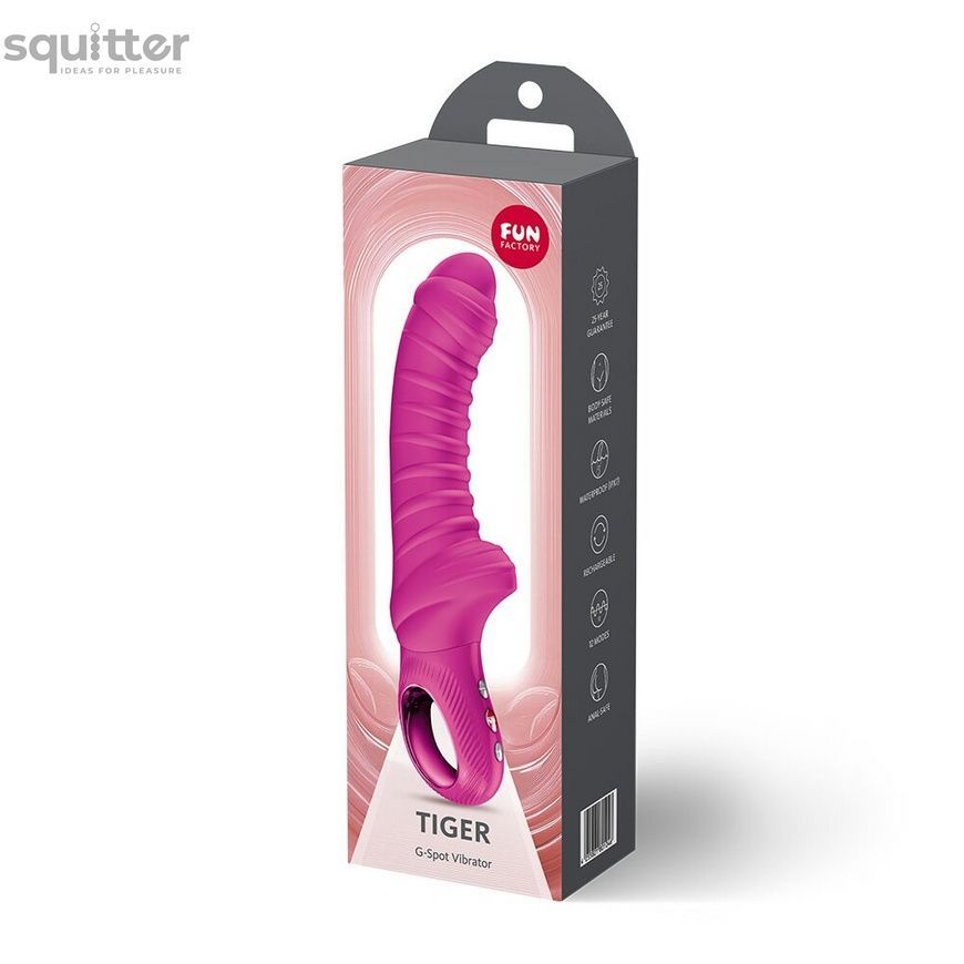 Вібратор для точки G Fun Factory TIGER Magenta, ребристий, підходить для анальної стимуляції SX4306 - онлайн-сексшоп Сквітер