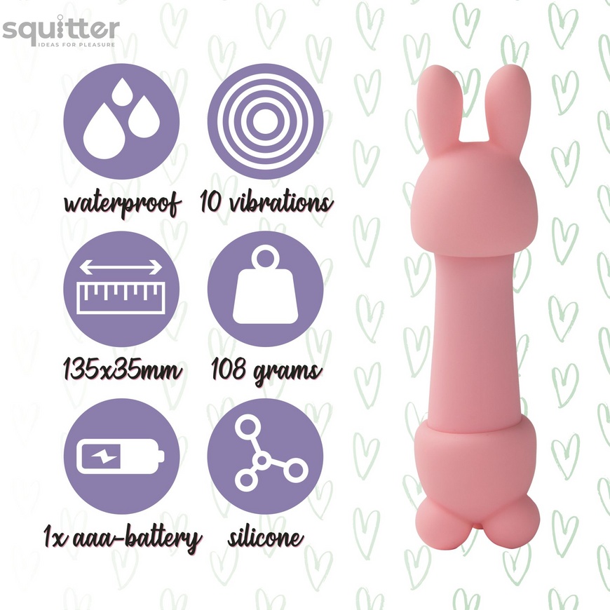 Мини-вибратор FeelzToys Mister Bunny Pink с двумя насадками SO4437 фото