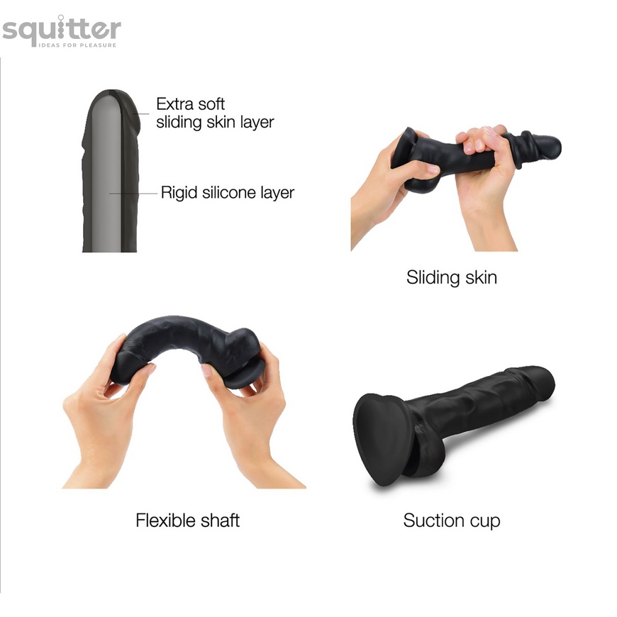 Реалістичний фалоімітатор Strap-On-Me Sliding Skin Realistic Dildo Black - S, ефект рухливої шкіри SO6252 фото