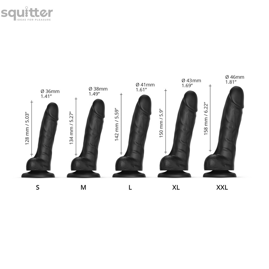 Реалістичний фалоімітатор Strap-On-Me Sliding Skin Realistic Dildo Black - S, ефект рухливої шкіри SO6252 фото