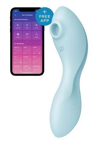 Вакуумный смарт-стимулятор с вибрацией Satisfyer Curvy Trinity 5 (Blue), управление со смартфона SO6726 - онлайн-сексшоп Сквитер
