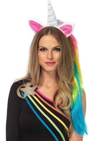Обруч рог единорога Leg Avenue Magical Unicorn Headband, с радужной гривой SO7953 - онлайн-сексшоп Сквитер