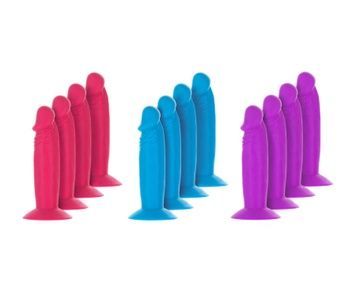 Набір фалоімітаторів ADDICTION Silly Willy 3.3&rdquo; Silicone Dildo, 3 кольори, 12 шт SX3154 - онлайн-сексшоп Сквітер