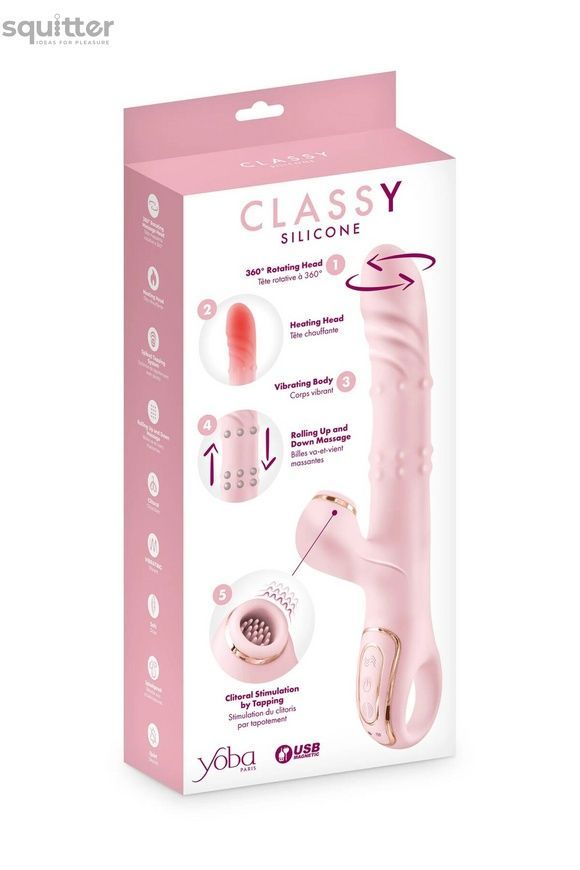 Вібратор-кролик 5в1 Yoba Classy, ​​вібрація, ротація, пульсація, перлинний масаж, нагрівання SX3983 - онлайн-сексшоп Сквітер