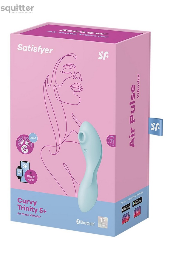 Вакуумний стимулятор із вібрацією Satisfyer Curvy Trinity 5 (Blue) SO6726 фото