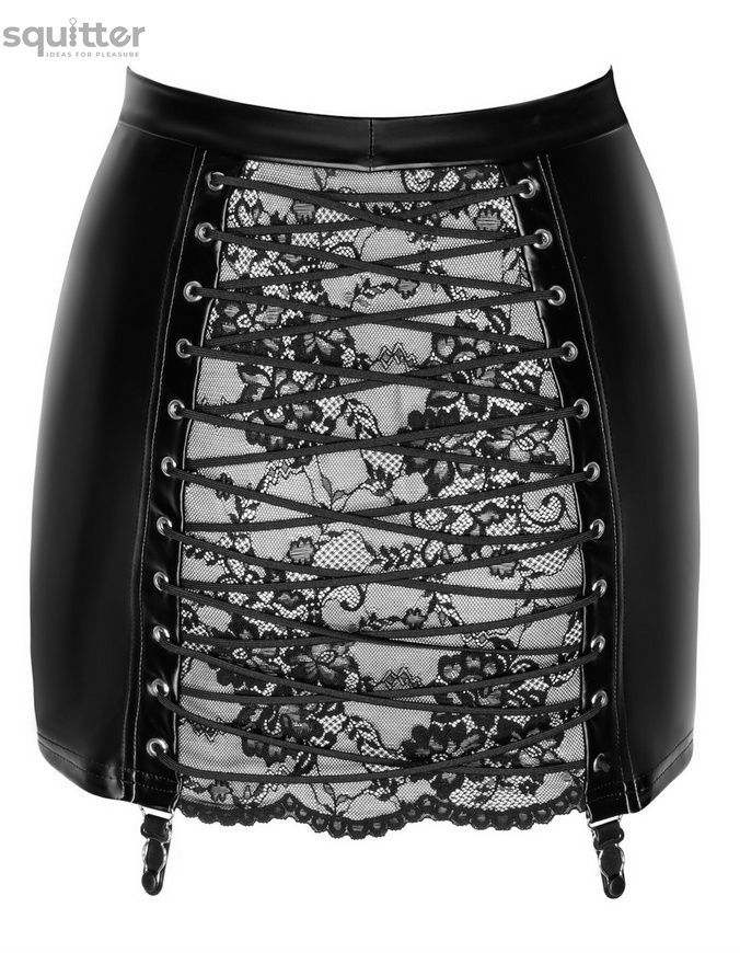 Спідниця Noir Handmade F341 Powerwetlook and lace skirt - 3XL SX2133 - онлайн-сексшоп Сквітер