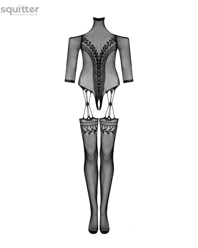 Нейлоновий бодістокінг з імітацією панчіх Obsessive Bodystocking G333 S/M/L, black, з доступом SO7699 - онлайн-сексшоп Сквітер