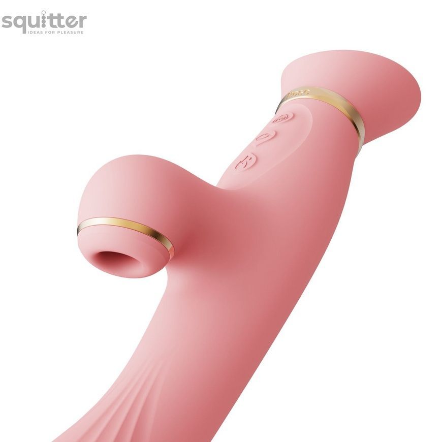 Вібратор з підігрівом та вакуумною стимуляцією клітора Zalo - ROSE Vibrator Strawberry Pink SO6680 - онлайн-сексшоп Сквітер