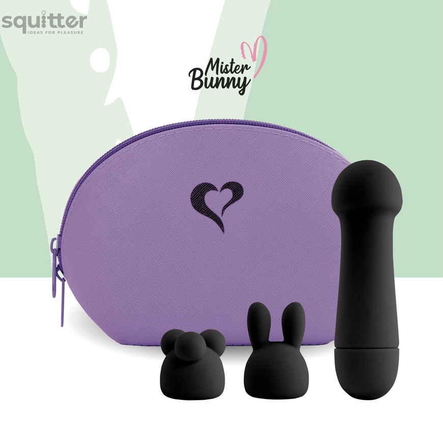 Мини-вибратор FeelzToys Mister Bunny Black с двумя насадками SO4438 фото