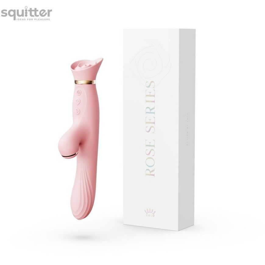 Вібратор з підігрівом та вакуумною стимуляцією клітора Zalo - ROSE Vibrator Strawberry Pink SO6680 - онлайн-сексшоп Сквітер