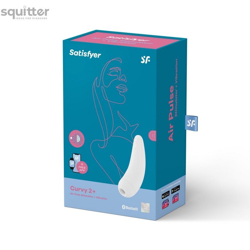 Вакуумный клиторальный стимулятор Satisfyer Curvy 2+ White с управлением через интернет SO3783 - онлайн-сексшоп Сквитер