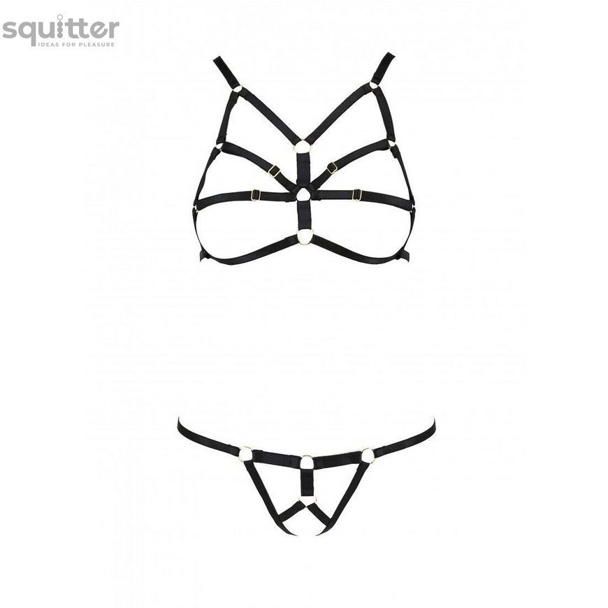 Комплект білизни зі стреп Passion Exclusive ARMANDA SET XXL/XXXL, black SO6375 - онлайн-сексшоп Сквітер