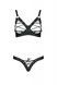 Комплект из экокожи Passion Celine Bikini 4XL/5XL black, открытый бра, стринги со шнуровкойSO7057,3 - интернет-магазин интимных товаров Squitter