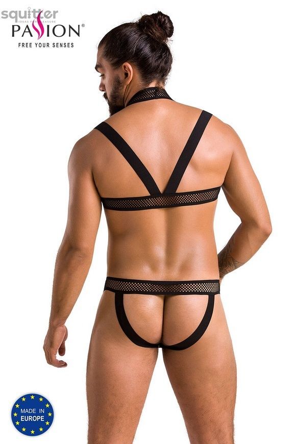 Комплект мужского белья с креплениями Passion 043 Jacob L/XL Black, трусы, шлейка SO7600 - онлайн-сексшоп Сквитер
