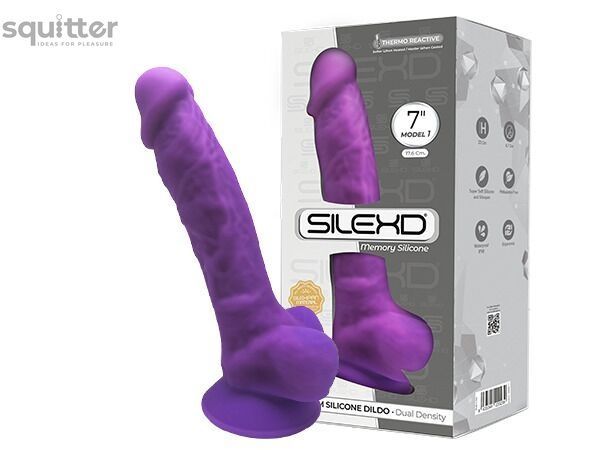 Фалоімітатор SilexD Johnny Purple (MODEL 1 size 7in), двошаровий, силікон+Silexpan, діаметр 3,8 см SO8210 - онлайн-сексшоп Сквітер
