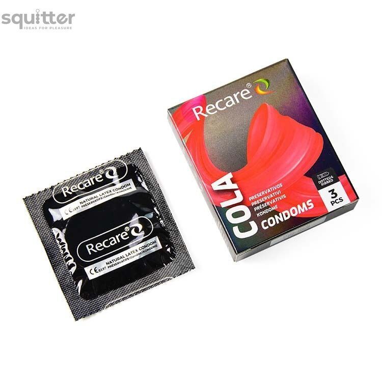 Презервативи Holographic Recare Cola Dotted&Ribbed Condoms 3 шт, з пухирцями і ребрами, аромат: Кола SX3329 - онлайн-сексшоп Сквітер