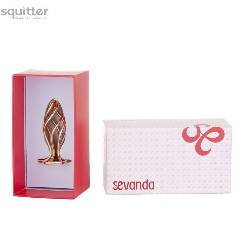 Металева анальна пробка LOCKINK SEVANDA Hollow Spiral Golden, S, золотиста, діаметр 2,6 см SX0882 - онлайн-сексшоп Сквітер