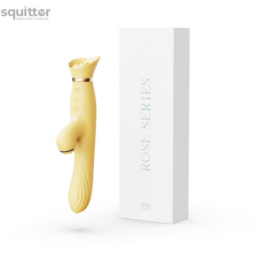 Вібратор з підігрівом та вакуумною стимуляцією клітора Zalo - ROSE Vibrator Lemon Yellow SO6681 - онлайн-сексшоп Сквітер