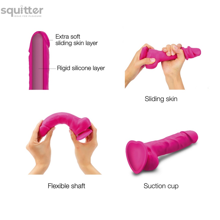 Реалистичный фаллоимитатор Strap-On-Me Sliding Skin Realistic Dildo Fuchsia - S, эффект подвижной ко SO6254 фото