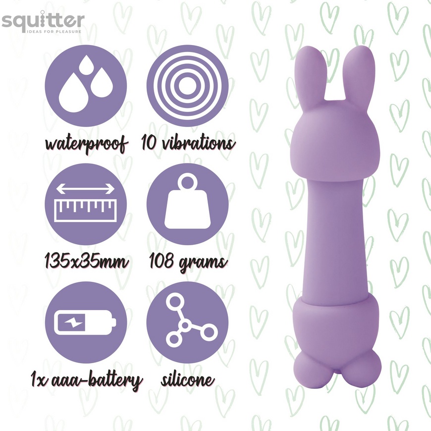 Мини-вибратор FeelzToys Mister Bunny Purple с двумя насадками SO4439 фото