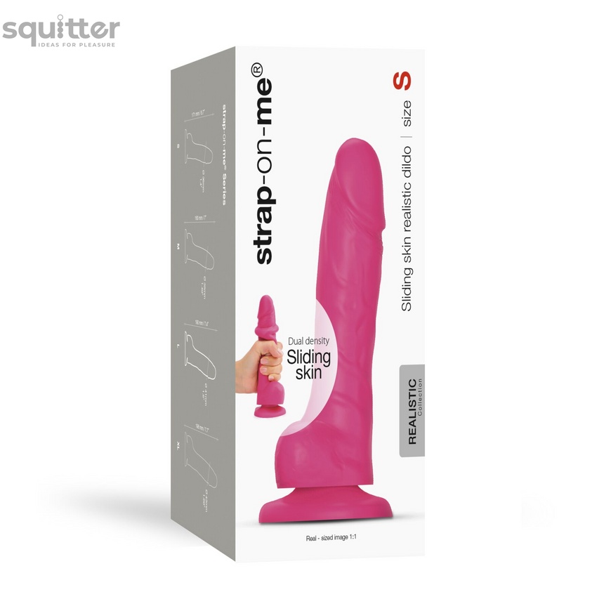 Реалистичный фаллоимитатор Strap-On-Me Sliding Skin Realistic Dildo Fuchsia - S, эффект подвижной ко SO6254 фото