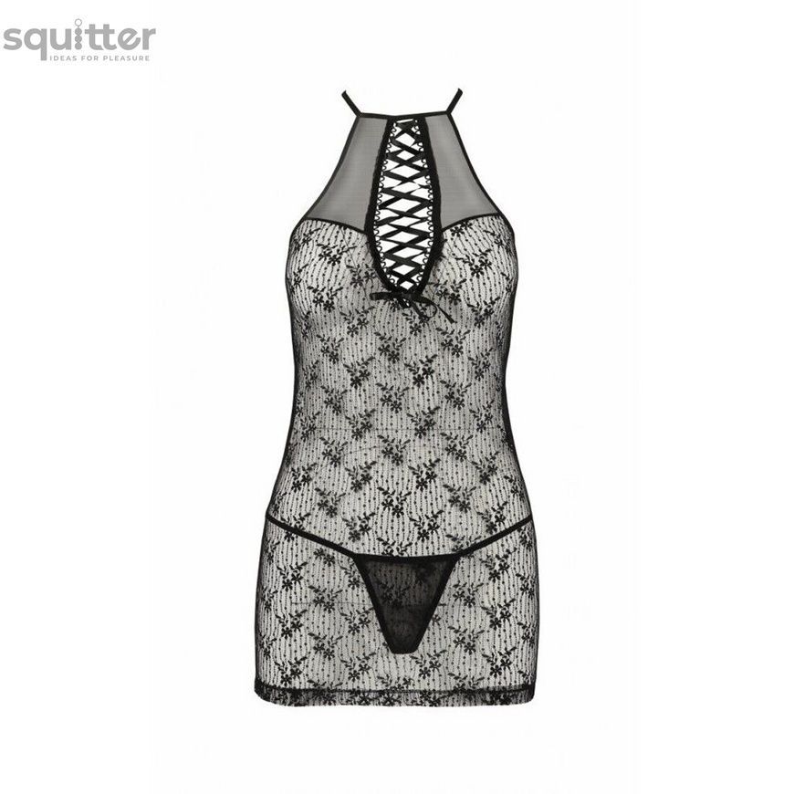 Полупрозрачная сорочка AZALIA CHEMISE black S/M Passion SO4135 - онлайн-сексшоп Сквитер