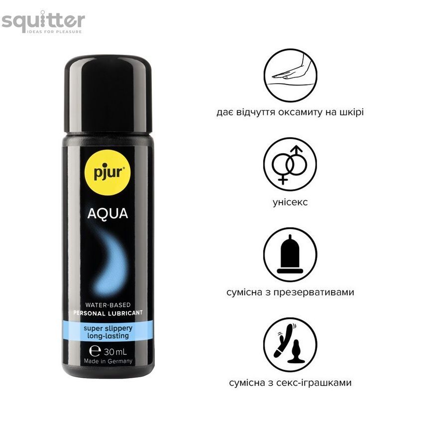 Лубрикант на водній основі pjur Aqua 30 мл, ефект оксамитової шкіри без прилипання PJ10330 - онлайн-сексшоп Сквітер