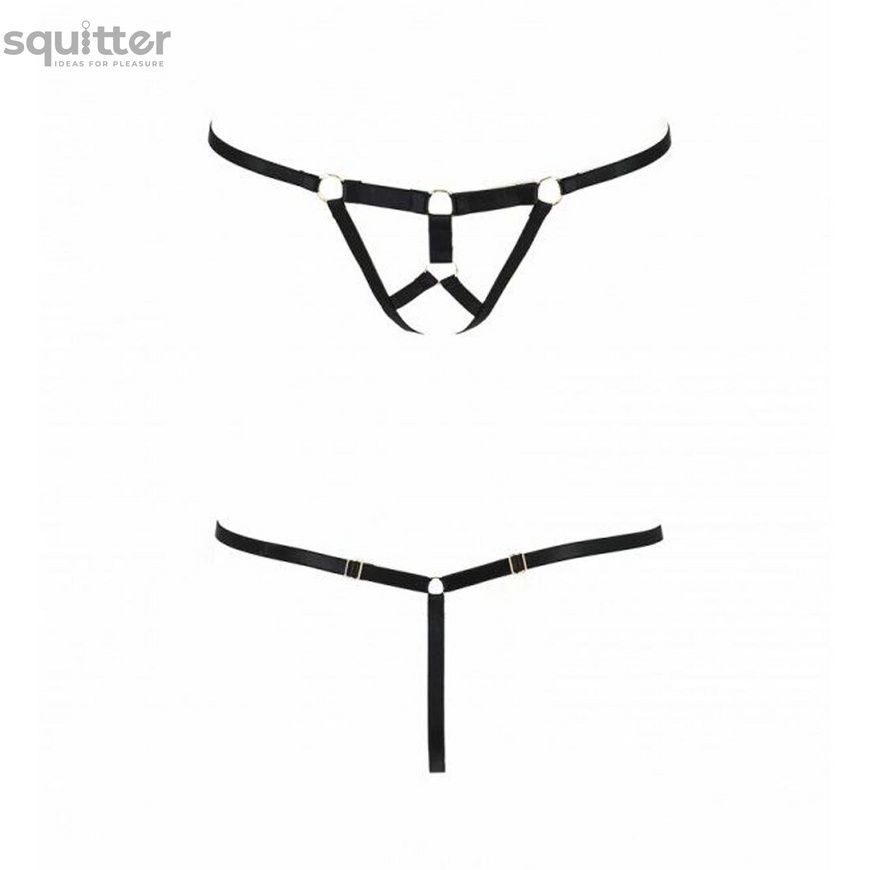Трусики стрінги зі стреп Passion Exclusive ARMANDA THONG XXL/XXXL, black SO1582 - онлайн-сексшоп Сквітер