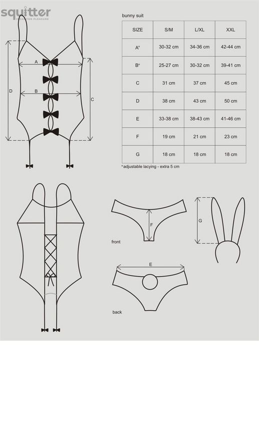 Эротический костюм зайки Obsessive Bunny suit 4 pcs costume pink S/M, розовый, топ с подвязками, тру SO7254 - онлайн-сексшоп Сквитер