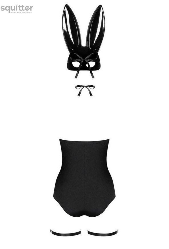 Еротичний костюм кролика Obsessive Bunny costume S/M, black, боді, чокер, гартери, панчохи, маска SO7701 - онлайн-сексшоп Сквітер