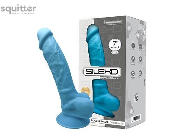 Фалоімітатор SilexD Johnny Blue (MODEL 1 size 7in), двошаровий, силікон+Silexpan, діаметр 3,8 см SO8211 - онлайн-сексшоп Сквітер