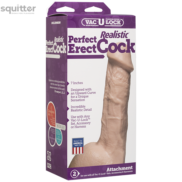 Фалоімітатор Doc Johnson - 7 Inch Perfect Erect Cock, діаметр 3,8см, велика голівка, Vac-U-Lock SO2796 фото