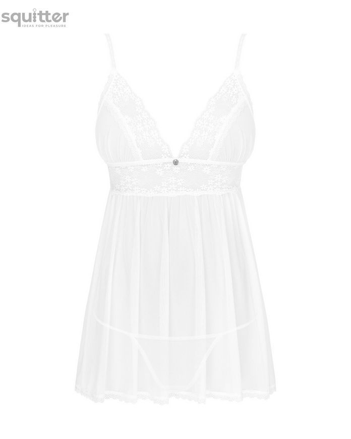 Пеньюар и трусики Obsessive Heavenlly babydoll & thong XS/S SO8163 - онлайн-сексшоп Сквитер