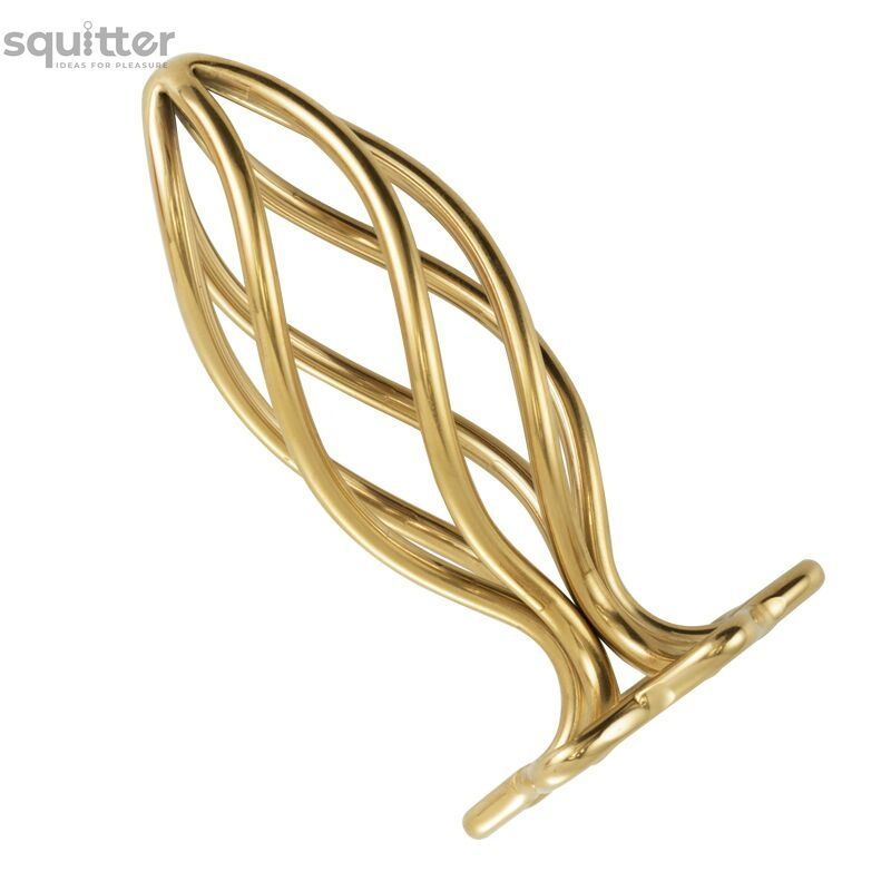 Металева анальна пробка LOCKINK SEVANDA Hollow Spiral Golden, M, золотиста, діаметр 3 см SX0883 - онлайн-сексшоп Сквітер