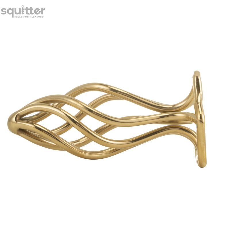 Металева анальна пробка LOCKINK SEVANDA Hollow Spiral Golden, M, золотиста, діаметр 3 см SX0883 - онлайн-сексшоп Сквітер