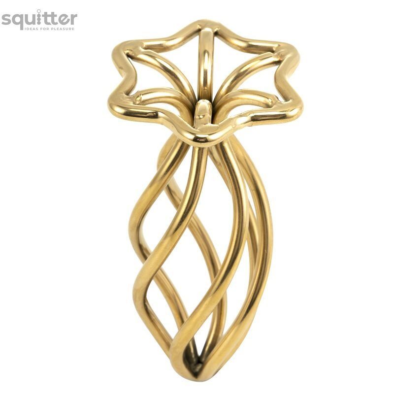 Металева анальна пробка LOCKINK SEVANDA Hollow Spiral Golden, M, золотиста, діаметр 3 см SX0883 - онлайн-сексшоп Сквітер