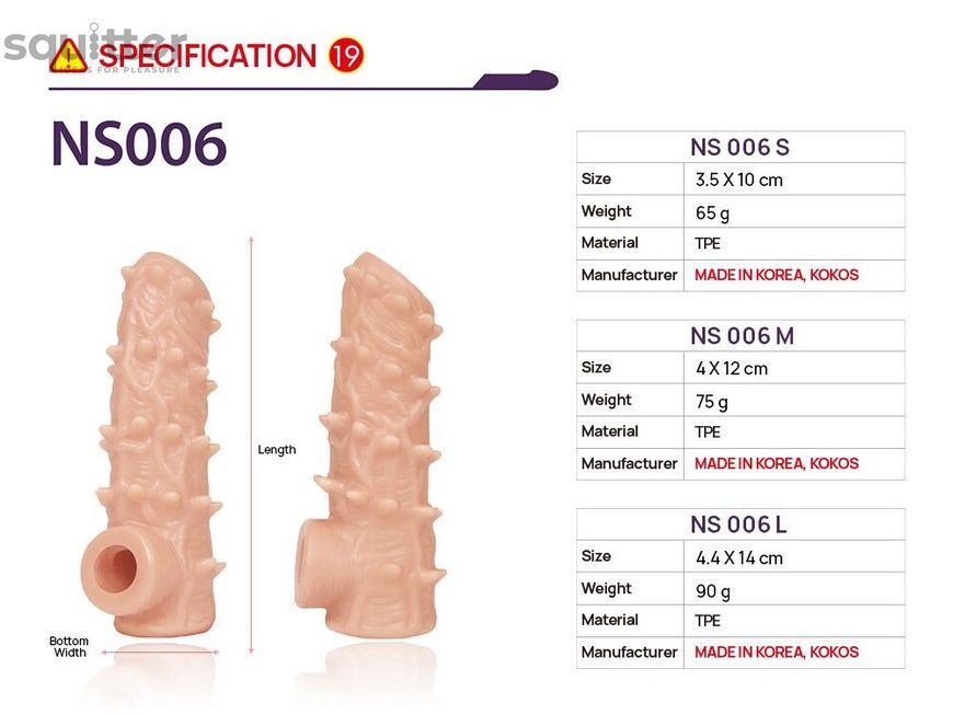 Насадка на член Kokos Nude Sleeve NS 006 L SX1482 - онлайн-сексшоп Сквітер