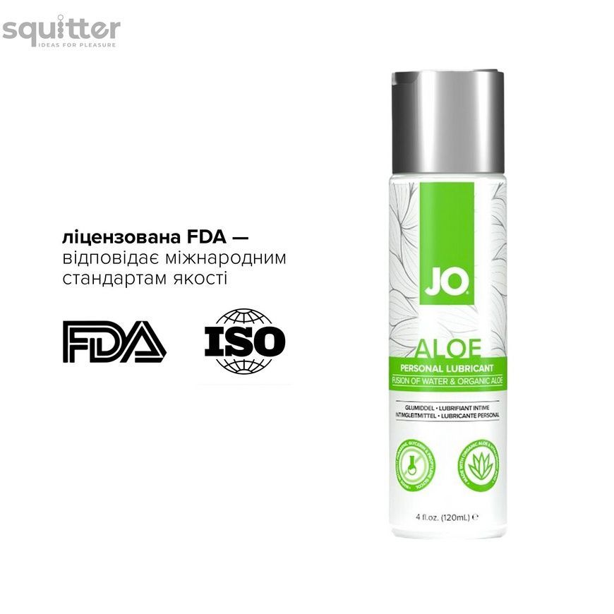 Змазка на водній основі JO H2O Organic Aloe (120 мл), зволожувальний та заспокійливий ефект SX0722 - онлайн-сексшоп Сквітер