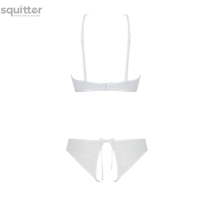Комплект: бра, трусики с ажурным декором и открытым шагом Ursula Set white L/XL &mdash; Passion SO5844 - онлайн-сексшоп Сквитер