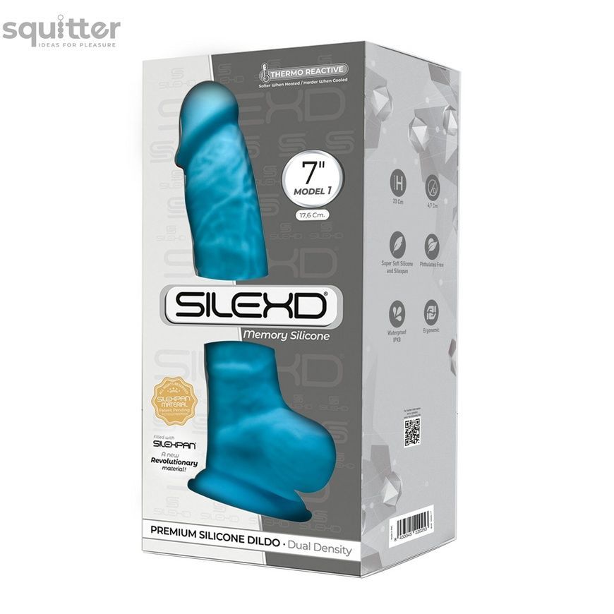 Фалоімітатор SilexD Johnny Blue (MODEL 1 size 7in), двошаровий, силікон+Silexpan, діаметр 3,8 см SO8211 - онлайн-сексшоп Сквітер