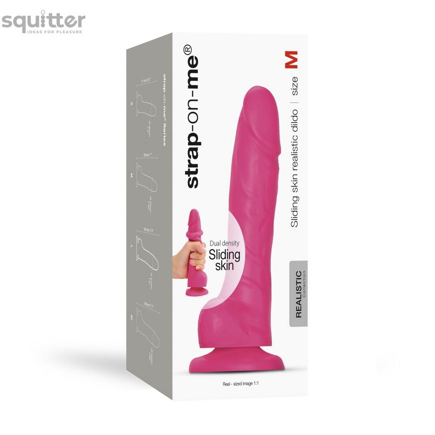 Реалистичный фаллоимитатор Strap-On-Me Sliding Skin Realistic Dildo Fuchsia - M, эффект подвижной ко SO6255 фото