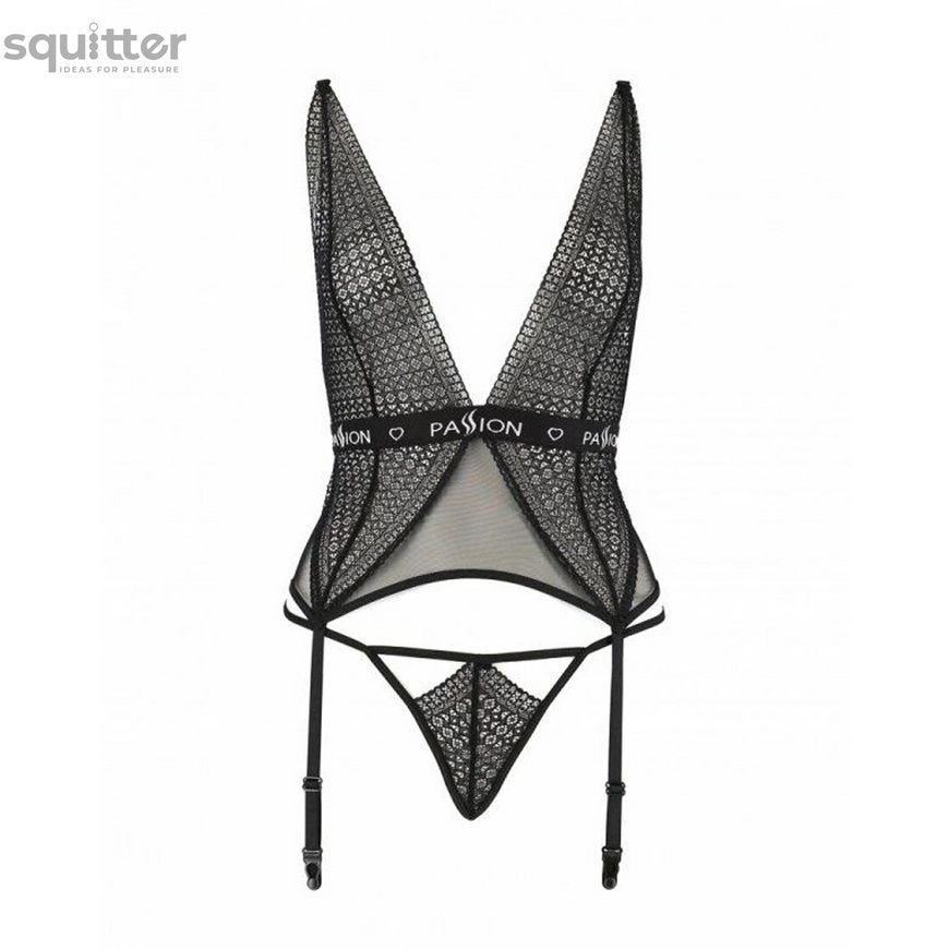 Напівпрозорий корсет Passion Exclusive MIRAJANE CORSET XXL/XXXL, black PS26409 - онлайн-сексшоп Сквітер