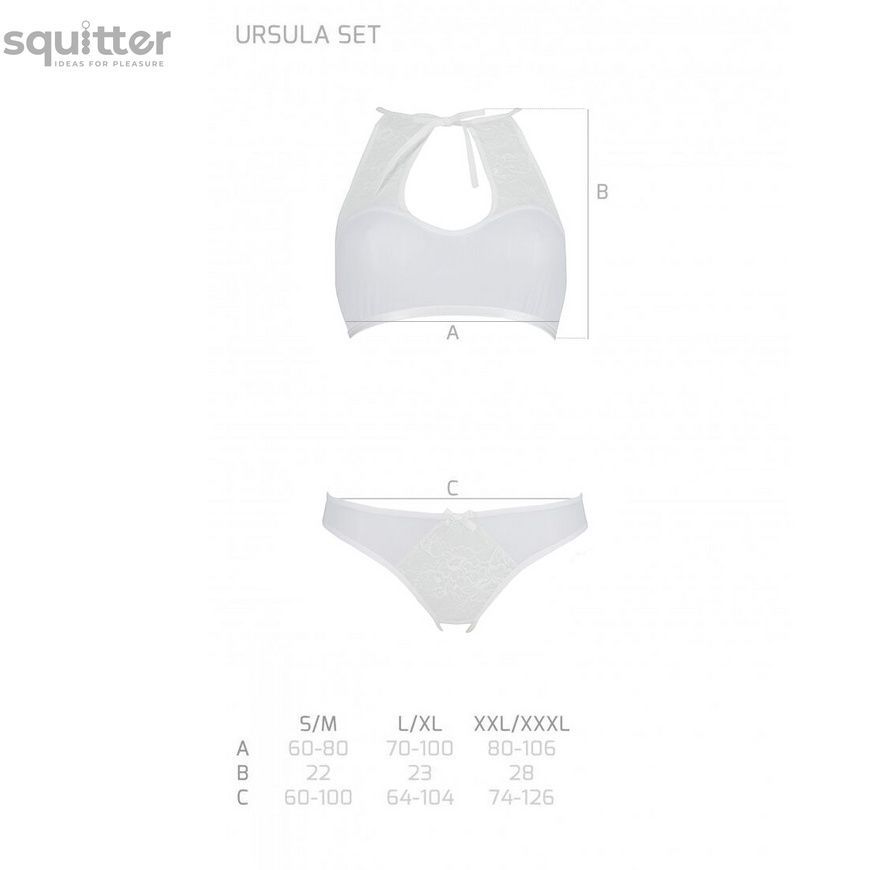 Комплект: бра, трусики с ажурным декором и открытым шагом Ursula Set white L/XL &mdash; Passion SO5844 - онлайн-сексшоп Сквитер